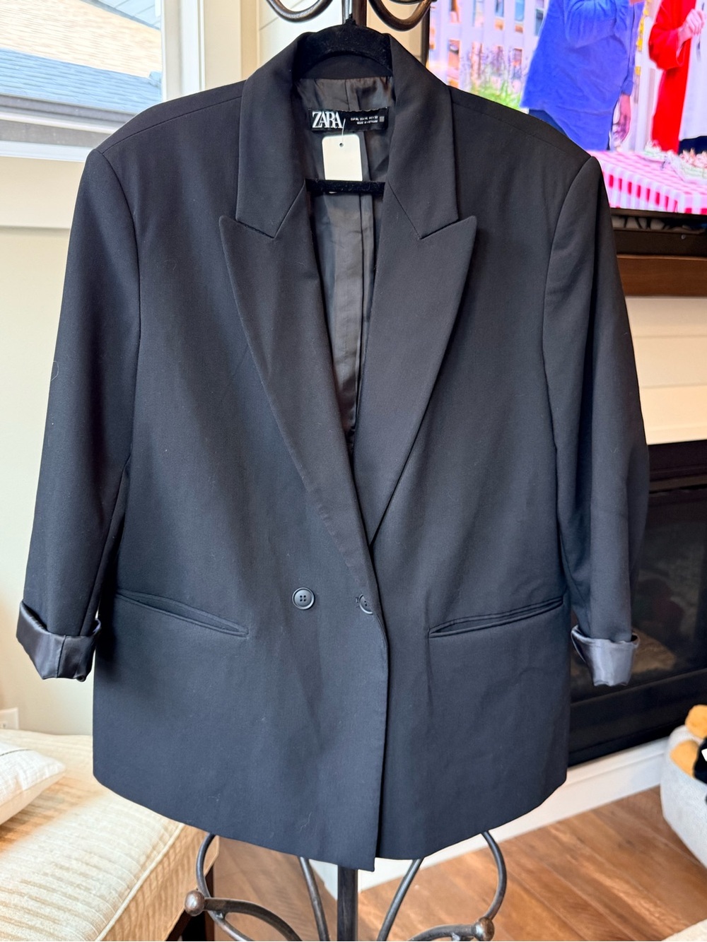 Zara Black Double-Breasted Blazer